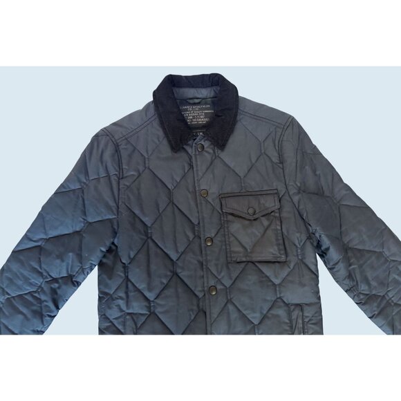 ALLSAINTS Spitafields Quilted Full Button Blue Dark Gray Barn Jacket Sz XS - Picture 3 of 8
